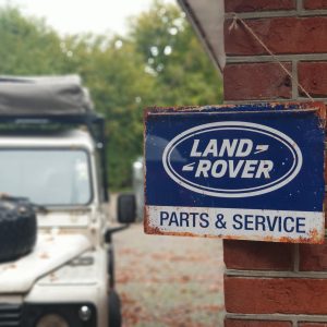Land Rover Service & Parts metalen bord, blauw